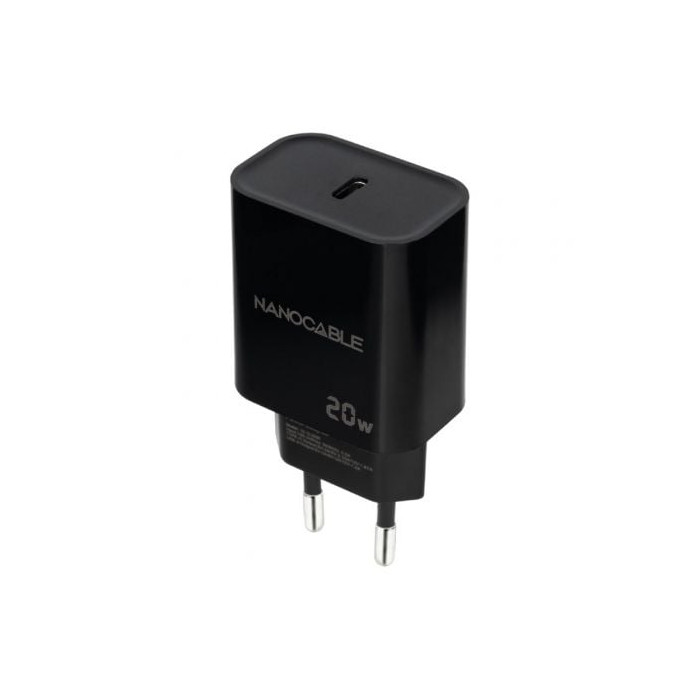 Cargador de Pared Nanocable 10.10.2006/ 1xUSB Tipo-C/ 20W/ Negro | Cargadores hasta 45W