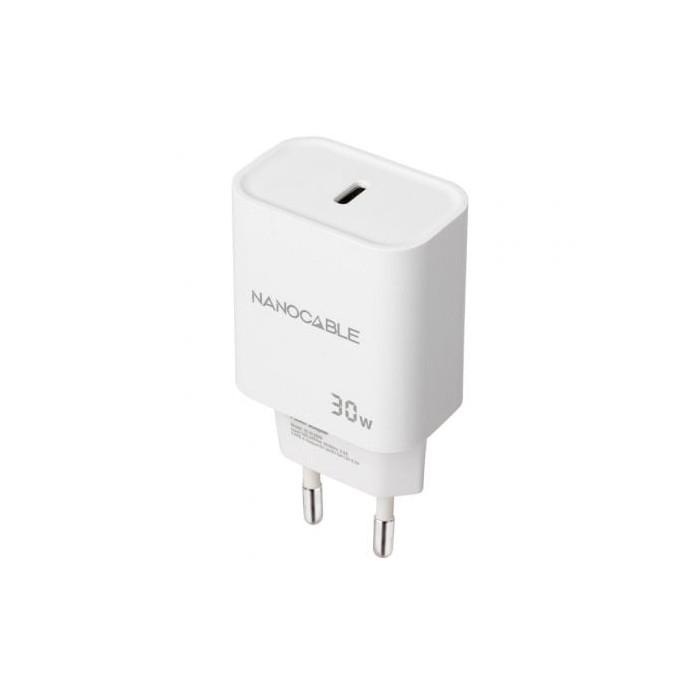 Cargador de Pared Nanocable 10.10.2009/ 1xUSB Tipo-C/ 30W/ Blanco | Cargadores hasta 45W