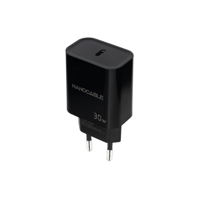 Cargador de Pared Nanocable 10.10.2010/ 1xUSB Tipo-C/ 30W/ Negro | Cargadores hasta 45W