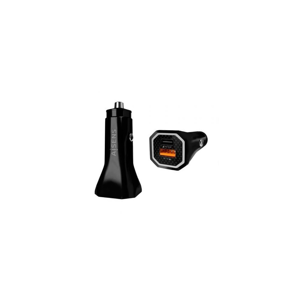 Cargador de Coche Aisens ASCH-CAR2PQC-BK/ 1xUSB-Tipo C/ 1xUSB/ 38W | Cargadores hasta 45W