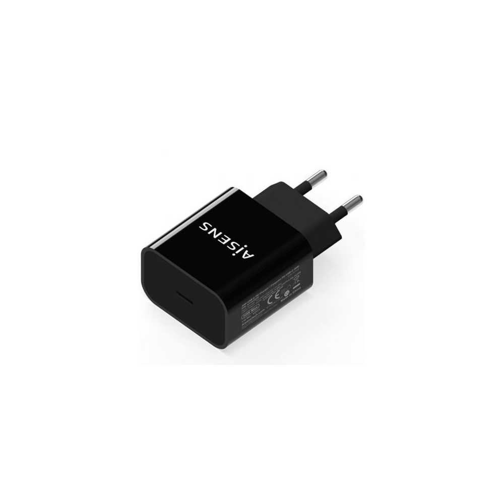 Cargador de Pared Aisens A110-0538/ 1xUSB Tipo-C PD3.0/ 20W/ Negro | Cargadores hasta 45W