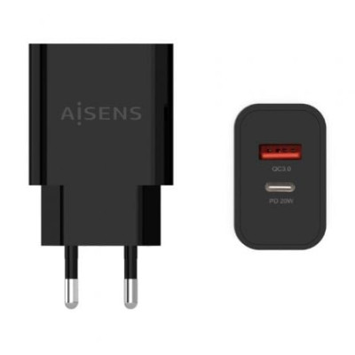 Cargador de Pared Aisens A110-0682/ 1xUSB Tipo-C/ 1x USB/ 20W | Cargadores hasta 45W