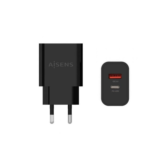 Cargador de Pared Aisens A110-0682/ 1xUSB Tipo-C/ 1x USB/ 20W | Cargadores hasta 45W
