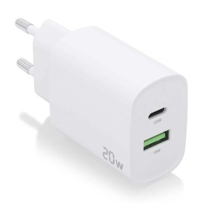 Cargador de Pared Aisens A110-0754/ 1xUSB Tipo-C/ 1xUSB/ 20W | Cargadores hasta 45W