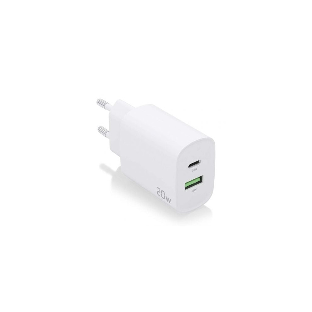 Cargador de Pared Aisens A110-0754/ 1xUSB Tipo-C/ 1xUSB/ 20W | Cargadores hasta 45W