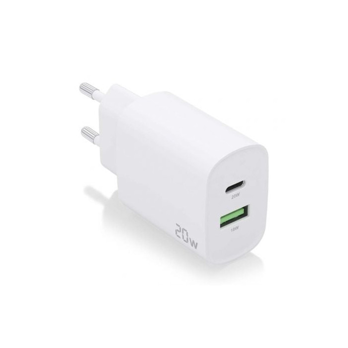 Cargador de Pared Aisens A110-0754/ 1xUSB Tipo-C/ 1xUSB/ 20W | Cargadores hasta 45W