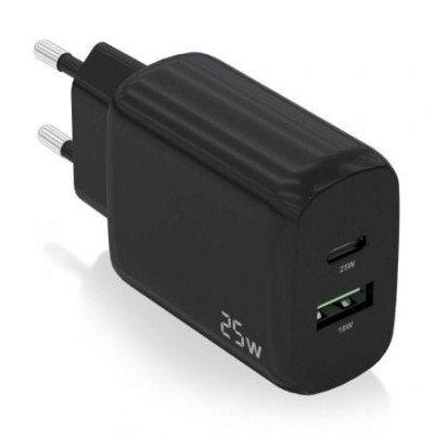 Cargador de Pared Aisens A110-0759/ 1xUSB Tipo-C/ 1xUSB/ 25W | Cargadores hasta 45W