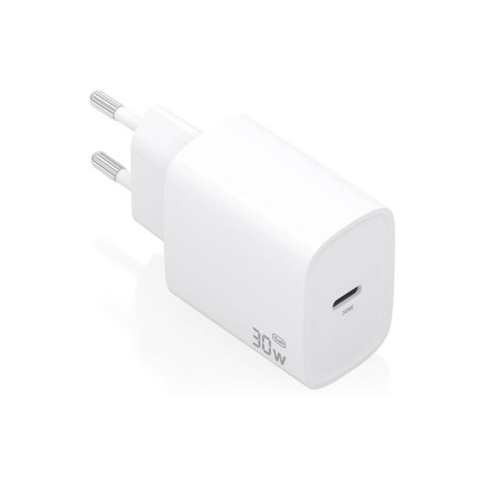 Cargador de Pared GaN Aisens A110-0950/ 1xUSB Tipo-C/ 30W/ Blanco | Cargadores hasta 45W