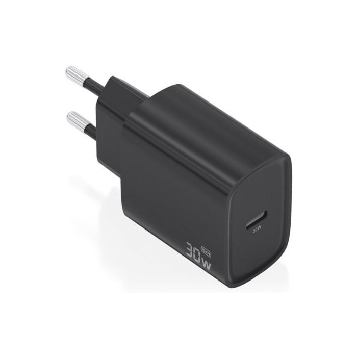 Cargador de Pared GaN Aisens A110-0951/ 1xUSB Tipo-C/ 30W/ Negro | Cargadores hasta 45W