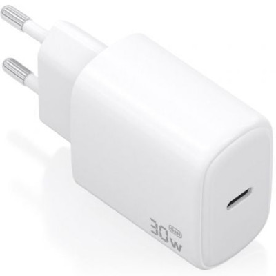Cargador de Pared GaN Aisens A110-0975/ 1xUSB Tipo-C/ 30W/ Blanco | Cargadores hasta 45W