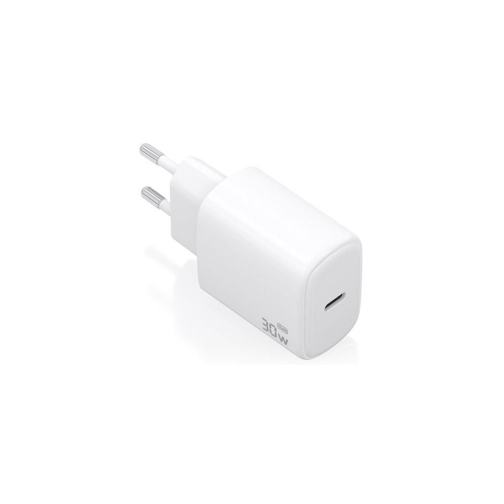 Cargador de Pared GaN Aisens A110-0975/ 1xUSB Tipo-C/ 30W/ Blanco | Cargadores hasta 45W