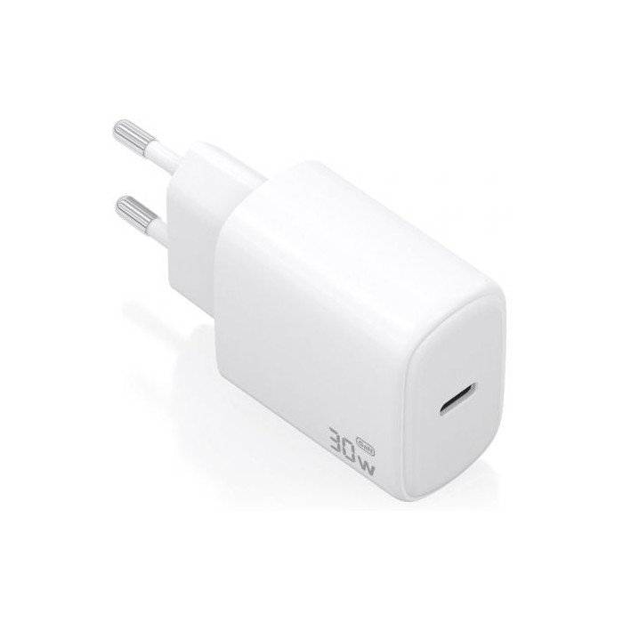 Cargador de Pared GaN Aisens A110-0975/ 1xUSB Tipo-C/ 30W/ Blanco | Cargadores hasta 45W