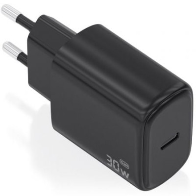 Cargador de Pared GaN Aisens A110-0976/ 1xUSB Tipo-C/ 30W/ Negro | Cargadores hasta 45W