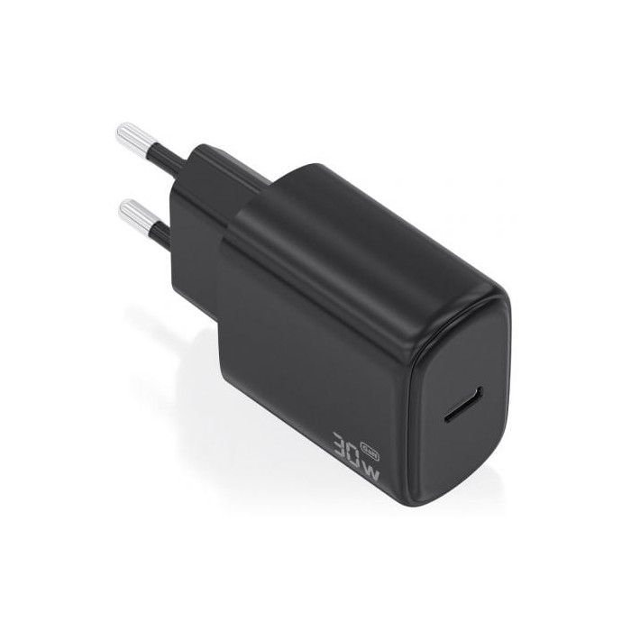 Cargador de Pared GaN Aisens A110-0976/ 1xUSB Tipo-C/ 30W/ Negro | Cargadores hasta 45W
