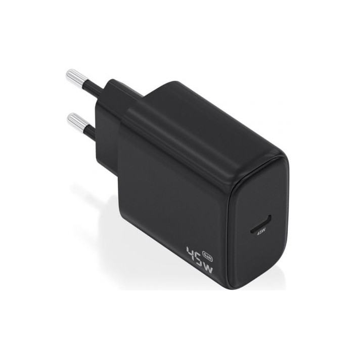 Cargador de Pared GaN Aisens A110-0970/ 1xUSB Tipo-C/ 45W/ Negro | Cargadores 45-60W
