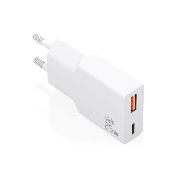Cargador de Pared GaN Aisens A110-1000/ 1xUSB Tipo-C/ 1xUSB/ 25W/ Blanco | Cargadores hasta 45W