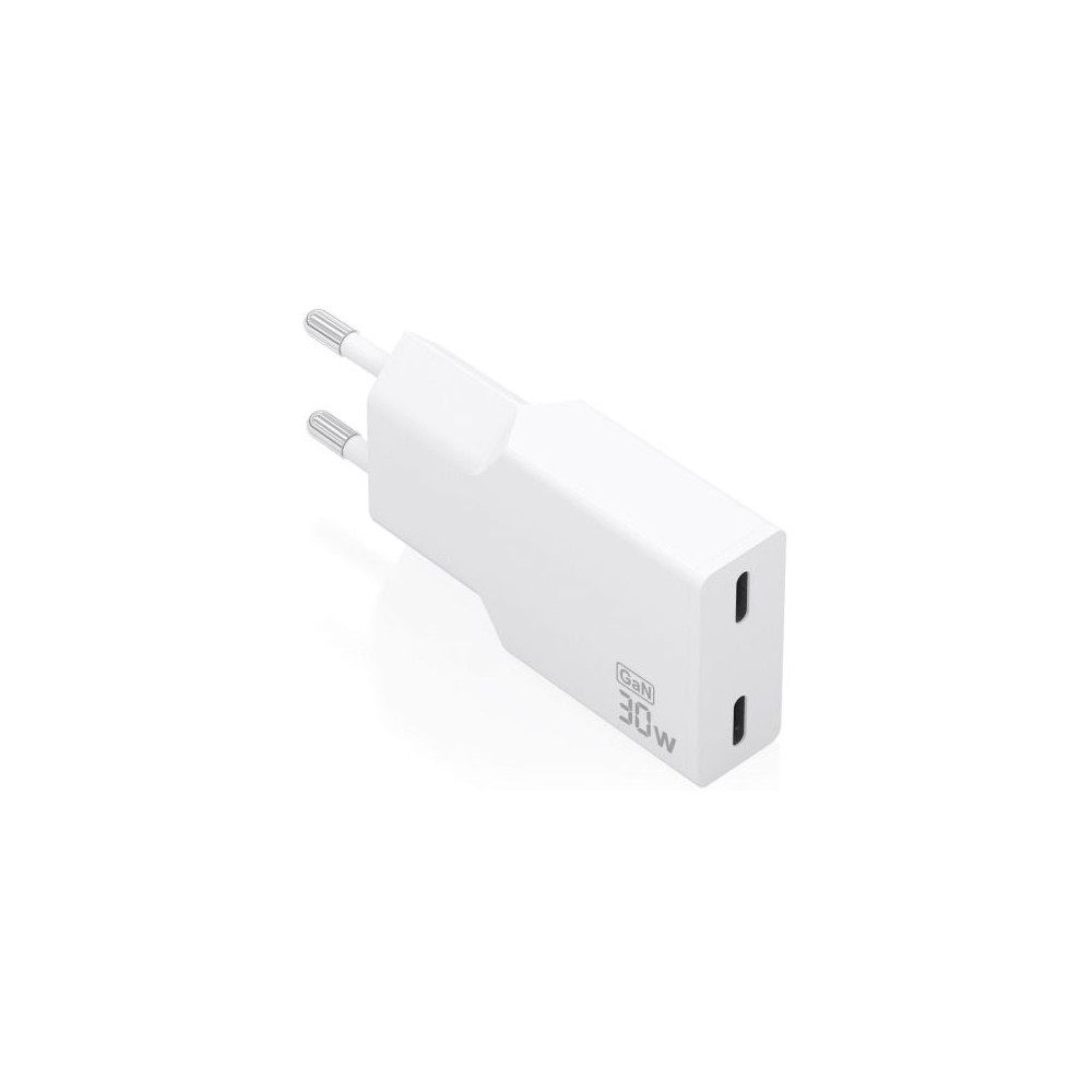 Cargador de Pared GaN Aisens A110-1003/ 2xUSB Tipo-C/ 30W/ Blanco | Cargadores hasta 45W