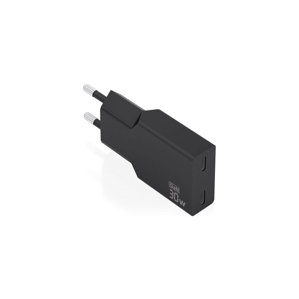 Cargador de Pared GaN Aisens A110-1006/ 2xUSB Tipo-C/ 30W/ Negro | Cargadores hasta 45W