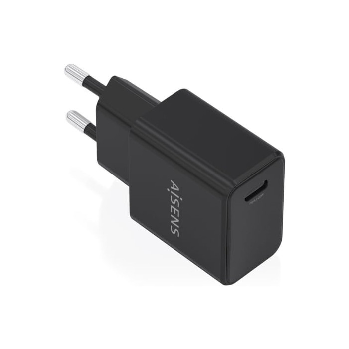 Cargador de Pared GaN Aisens A110-1024/ 1xUSB Tipo-C/ 20W/ Negro | Cargadores hasta 45W