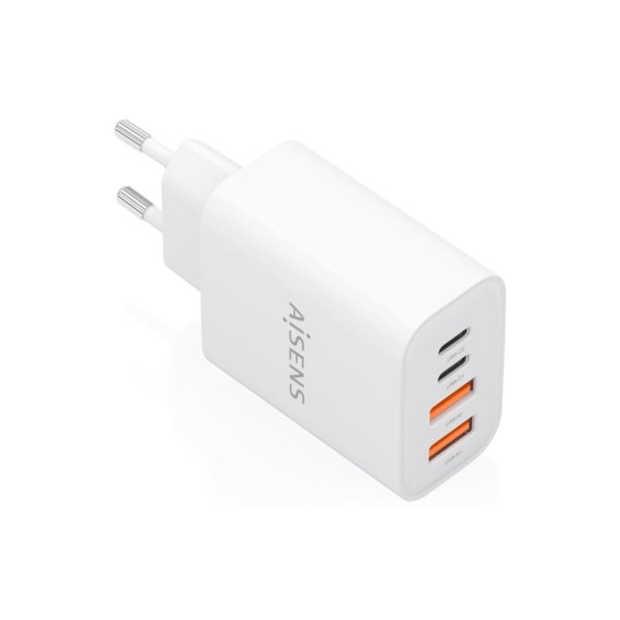 Cargador de Pared GaN Aisens A110-1027/ 2xUSB Tipo-C/ 2xUSB/ 32W/ Blanco | Cargadores hasta 45W