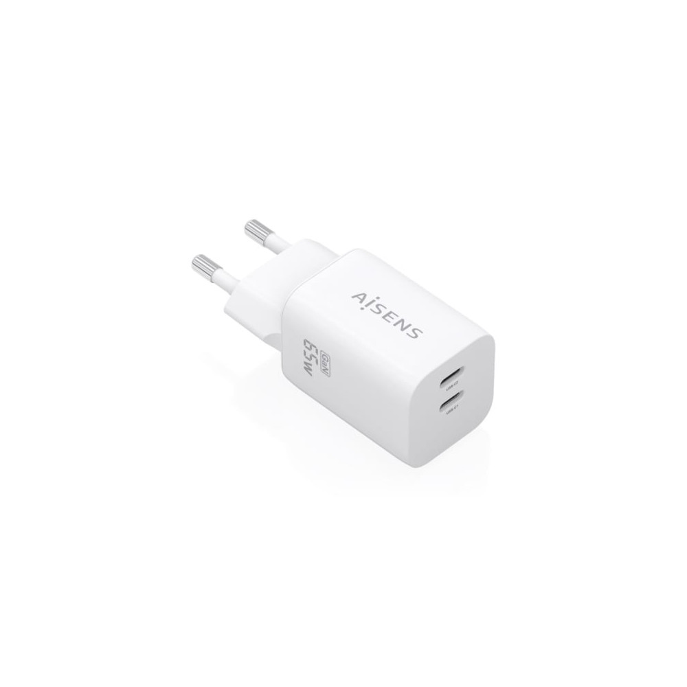 Cargador de Pared GaN Aisens A110-1029/ 2xUSB Tipo-C/ 65W/ Blanco | Cargadores +60W