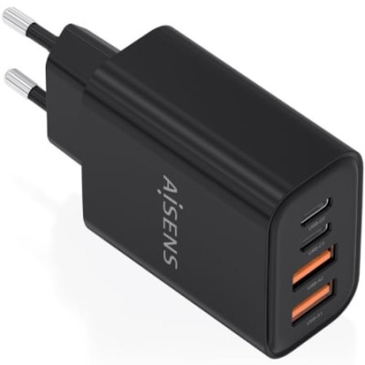 Cargador de Pared GaN Aisens A110-1028/ 2xUSB Tipo-C/ 2xUSB/ 32W/ Negro