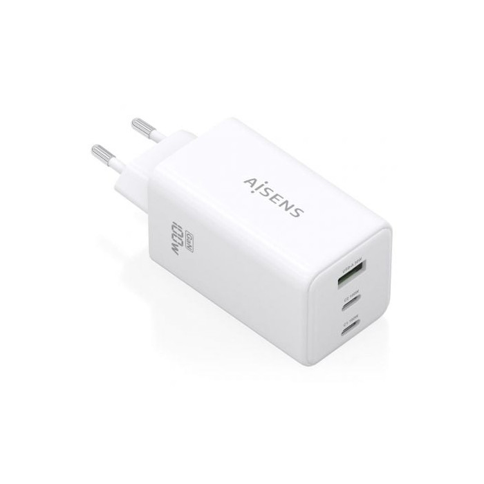 Cargador de Pared GaN Aisens ASCH-100W3P051-W/ 2xUSB Tipo-C/ 1xUSB/ 100W | Cargadores +60W