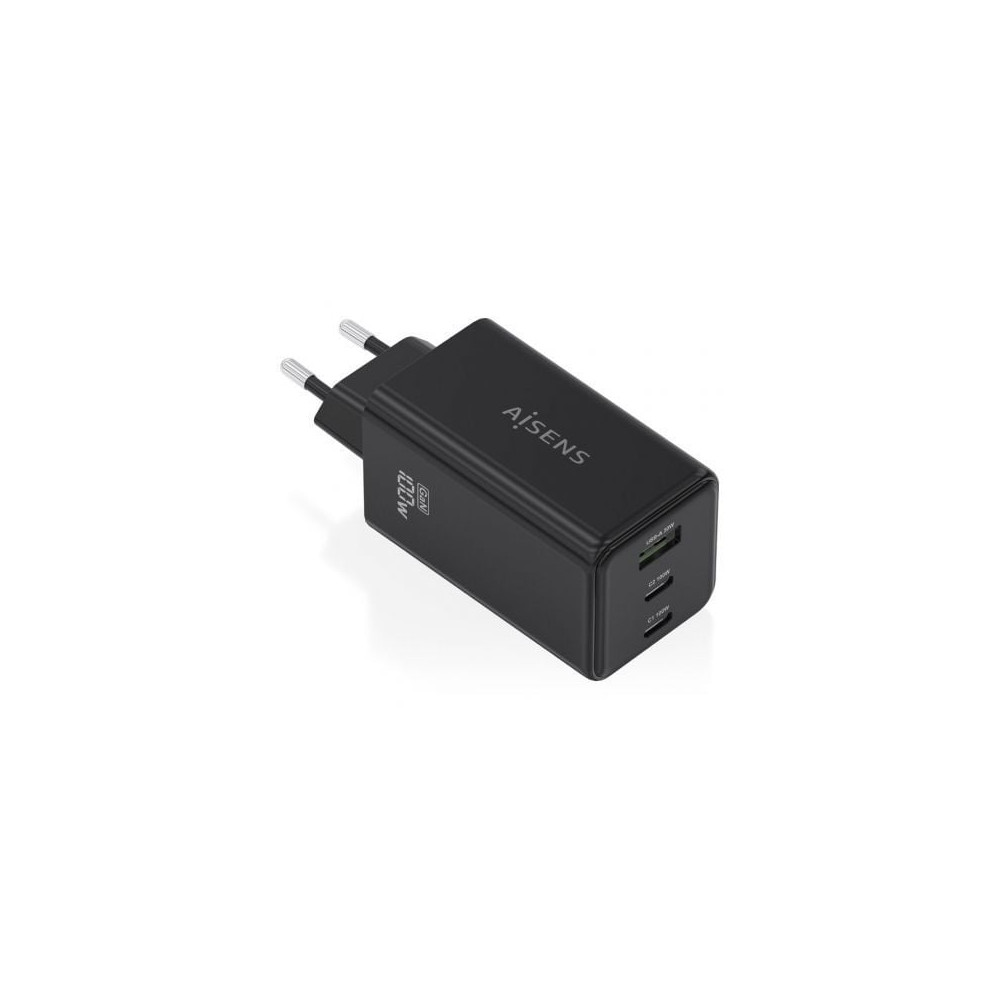 Cargador de Pared GaN Aisens ASCH-100W3P052-BK/ 2xUSB Tipo-C/ 1xUSB/ 100W | Cargadores +60W