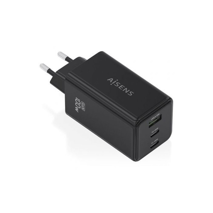 Cargador de Pared GaN Aisens ASCH-100W3P052-BK/ 2xUSB Tipo-C/ 1xUSB/ 100W | Cargadores +60W
