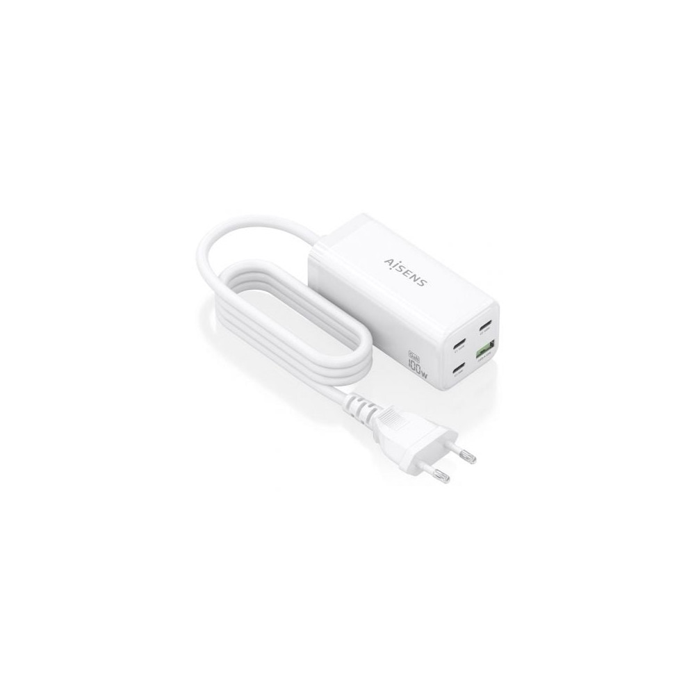 Cargador Sobremesa GaN Aisens ASCH-100W4P053-W/ 3xUSB Tipo-C/ 1xUSB/ 100W | Cargadores +60W