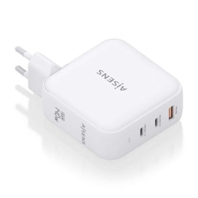 Cargador de Pared GaN Aisens ASCH-140W3P030-W/ 2xUSB Tipo-C/ 1xUSB/ 140W | Cargadores +60W