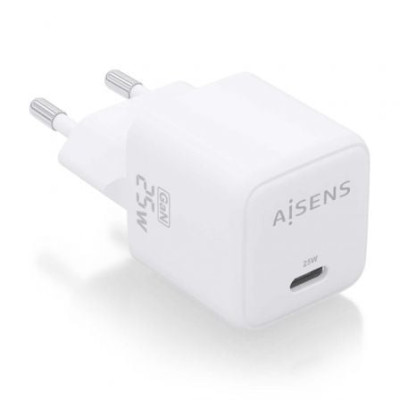 Cargador de Pared GaN Aisens ASCH-25W1P012-W/ 1xUSB Tipo-C/ 25W | Cargadores hasta 45W