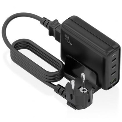 Cargador Sobremesa GaN Aisens ASCH-140W4P056-BK/ 3xUSB Tipo-C/ 1xUSB/ 140W | Cargadores +60W