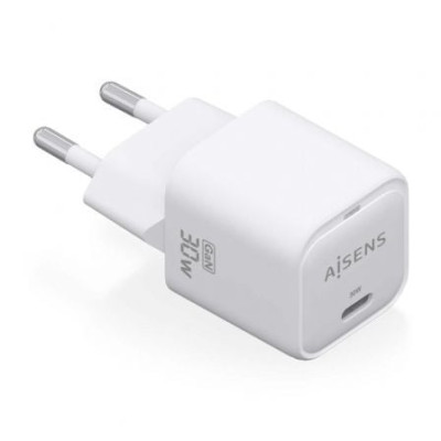 Cargador de Pared GaN Aisens ASCH-30W1P018-W/ 1xUSB Tipo-C/ 30W | Cargadores hasta 45W