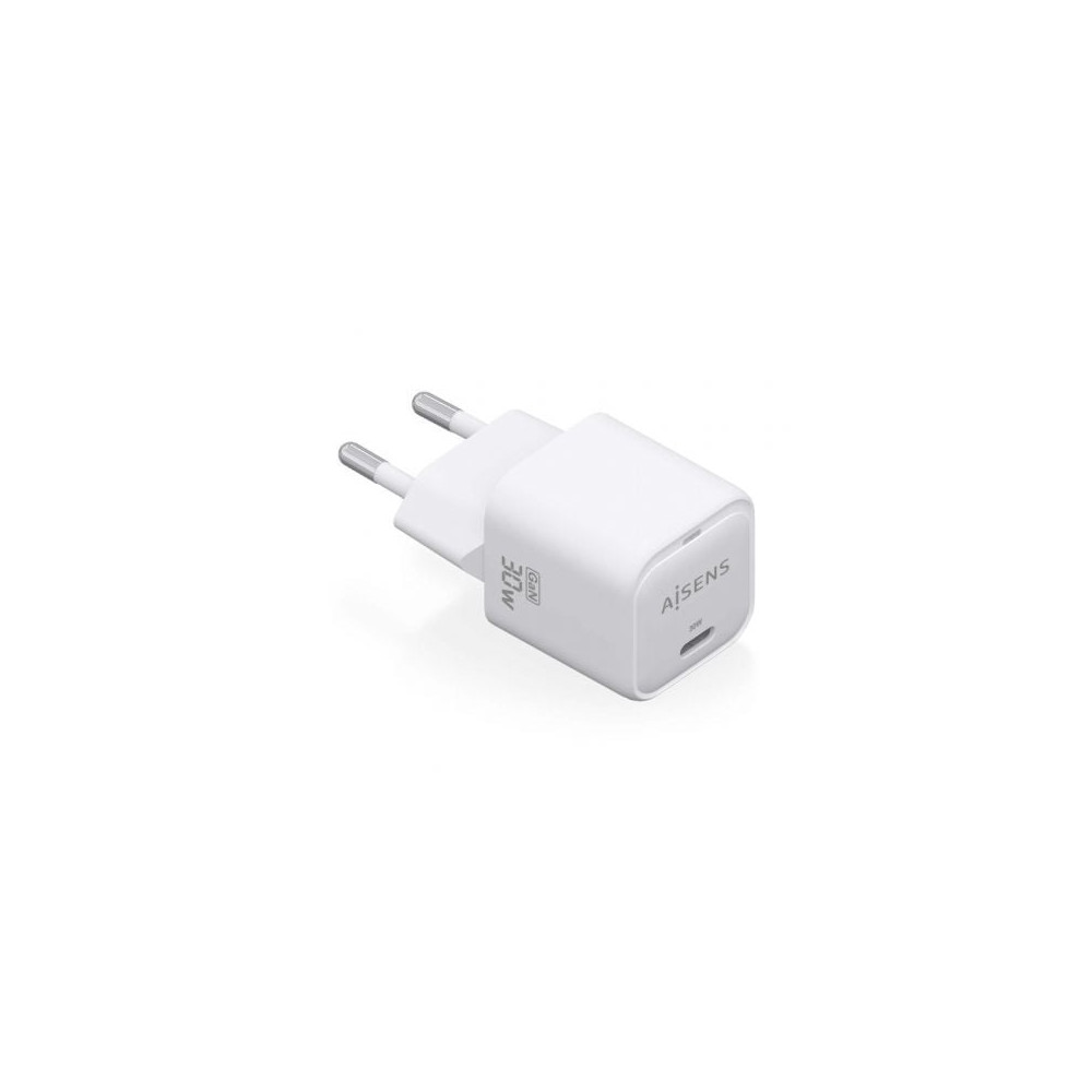 Cargador de Pared GaN Aisens ASCH-30W1P018-W/ 1xUSB Tipo-C/ 30W | Cargadores hasta 45W