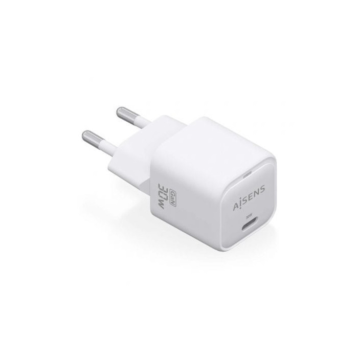 Cargador de Pared GaN Aisens ASCH-30W1P018-W/ 1xUSB Tipo-C/ 30W | Cargadores hasta 45W