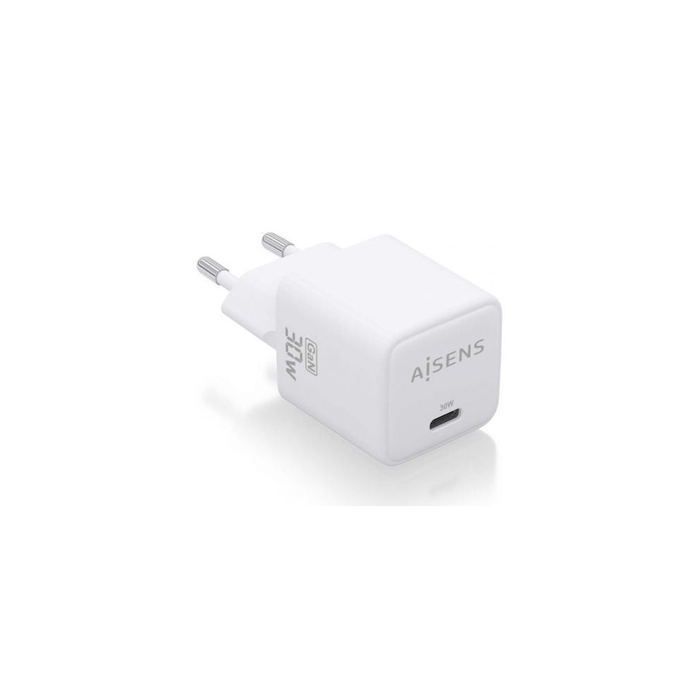 Cargador de Pared GaN Aisens ASCH-30W1P035-W/ 1xUSB Tipo-C/ 30W | Cargadores hasta 45W