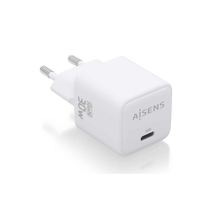 Cargador de Pared GaN Aisens ASCH-30W1P035-W/ 1xUSB Tipo-C/ 30W | Cargadores hasta 45W