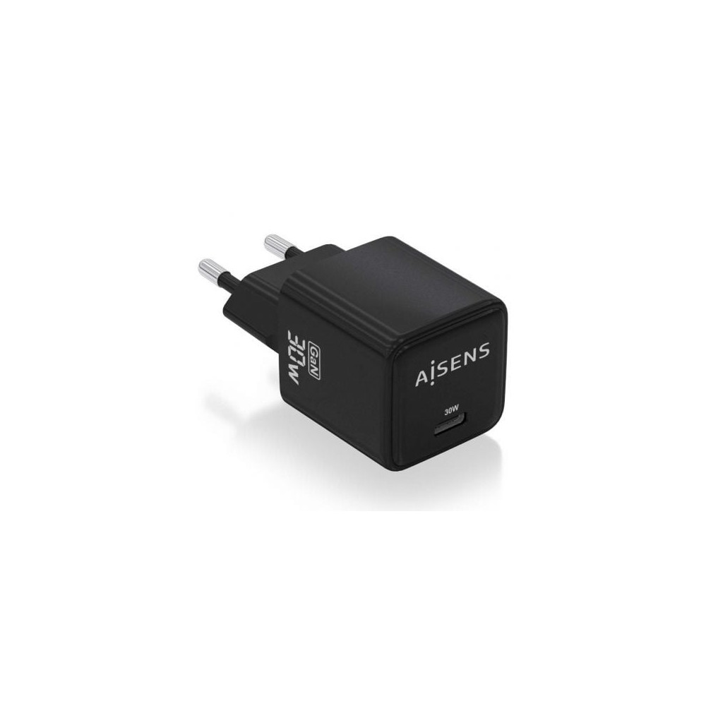 Cargador de Pared GaN Aisens ASCH-30W1P036-BK/ 1xUSB Tipo-C/ 30W | Cargadores hasta 45W