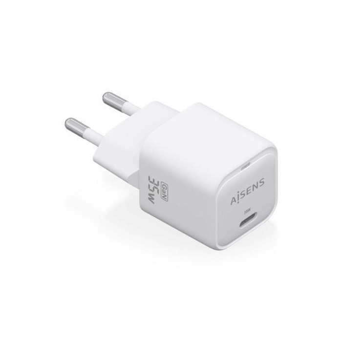 Cargador de Pared GaN Aisens ASCH-35W1P022-W/ 1xUSB Tipo-C/ 35W | Cargadores hasta 45W