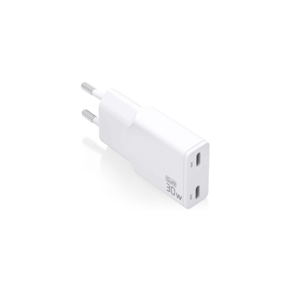 Cargador de Pared GaN Aisens ASCH-30W2P048-W/ 2xUSB Tipo-C/ 30W/ Blanco | Cargadores hasta 45W