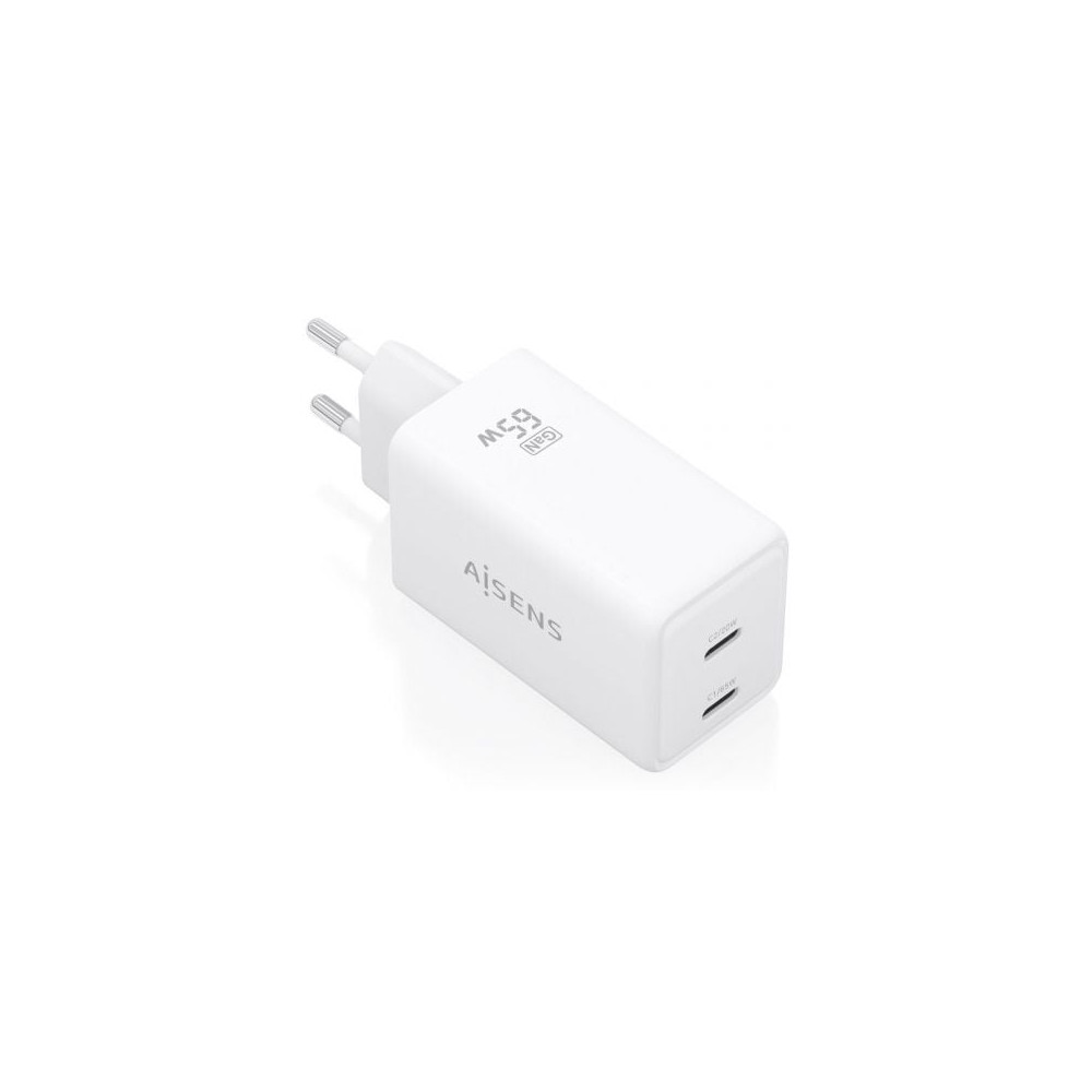 Cargador de Pared GaN Aisens ASCH-65W2P078-W/ 2xUSB Tipo-C/ 65W/ Blanco | Cargadores +60W