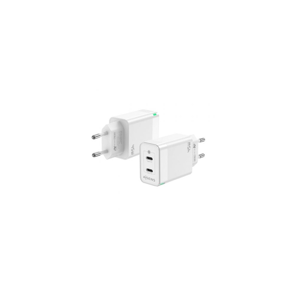 Cargador de Pared GaN Aisens ASCH-45W2P005-W/ 2xUSB Tipo-C/ 45W | Cargadores 45-60W