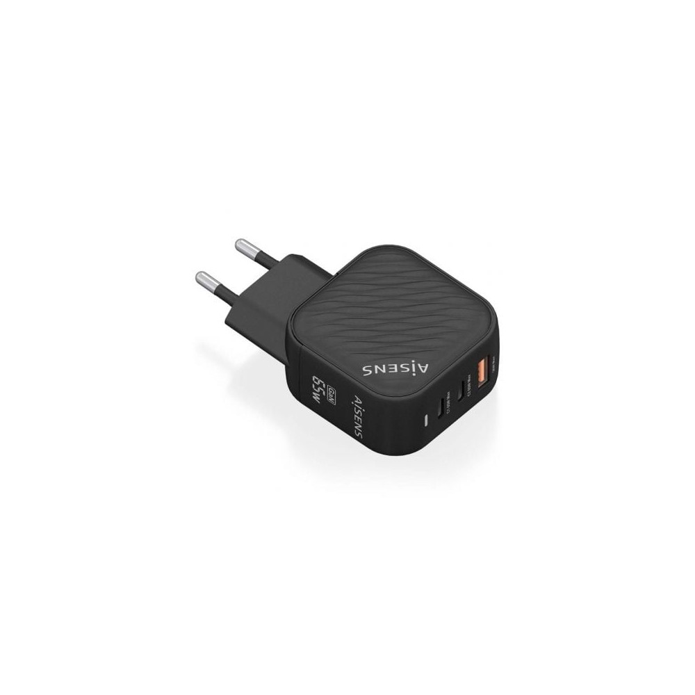 Cargador de Pared GaN Aisens ASCH-65W3P027-BK/ 2xUSB Tipo-C/ 1xUSB/ 65W | Cargadores +60W