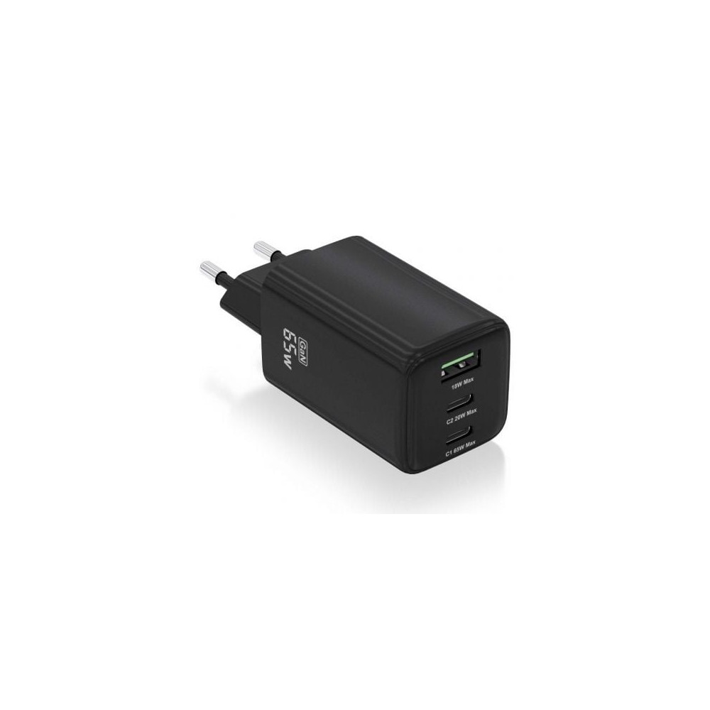 Cargador de Pared GaN Aisens ASCH-65W3P042-BK/ 2xUSB Tipo-C/ 1xUSB/ 65W | Cargadores +60W