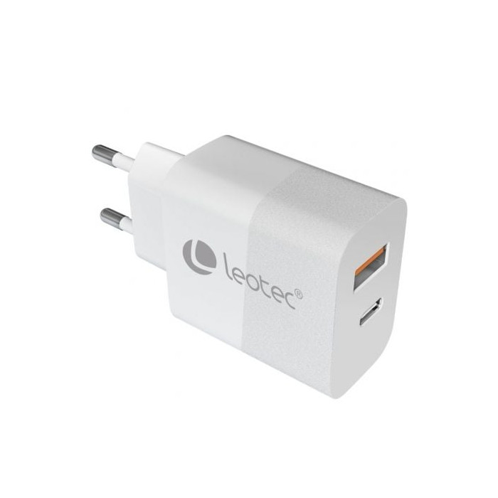 Cargador de Pared GaN Leotec LECSPH30W2W/ 1xUSB Tipo-C/ 1xUSB/ 30W | Cargadores hasta 45W