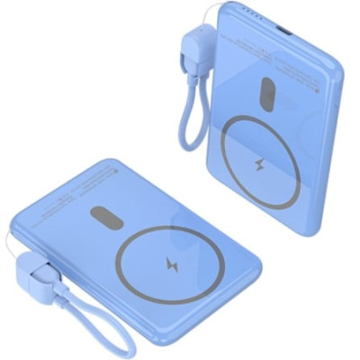Powerbank 5000mAh Leotec LEPOWW20W5B/ 20W/ Wireless/ Azul/ Incluye Cable USB Tipo-C | Powerbanks