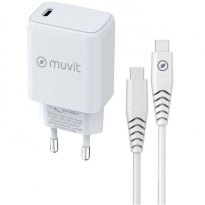 Cargador de Pared Muvit For Change MCPAK0044/ 1xUSB Tipo-C + Cable USB Tipo-C/ 20W | Cargadores hasta 45W