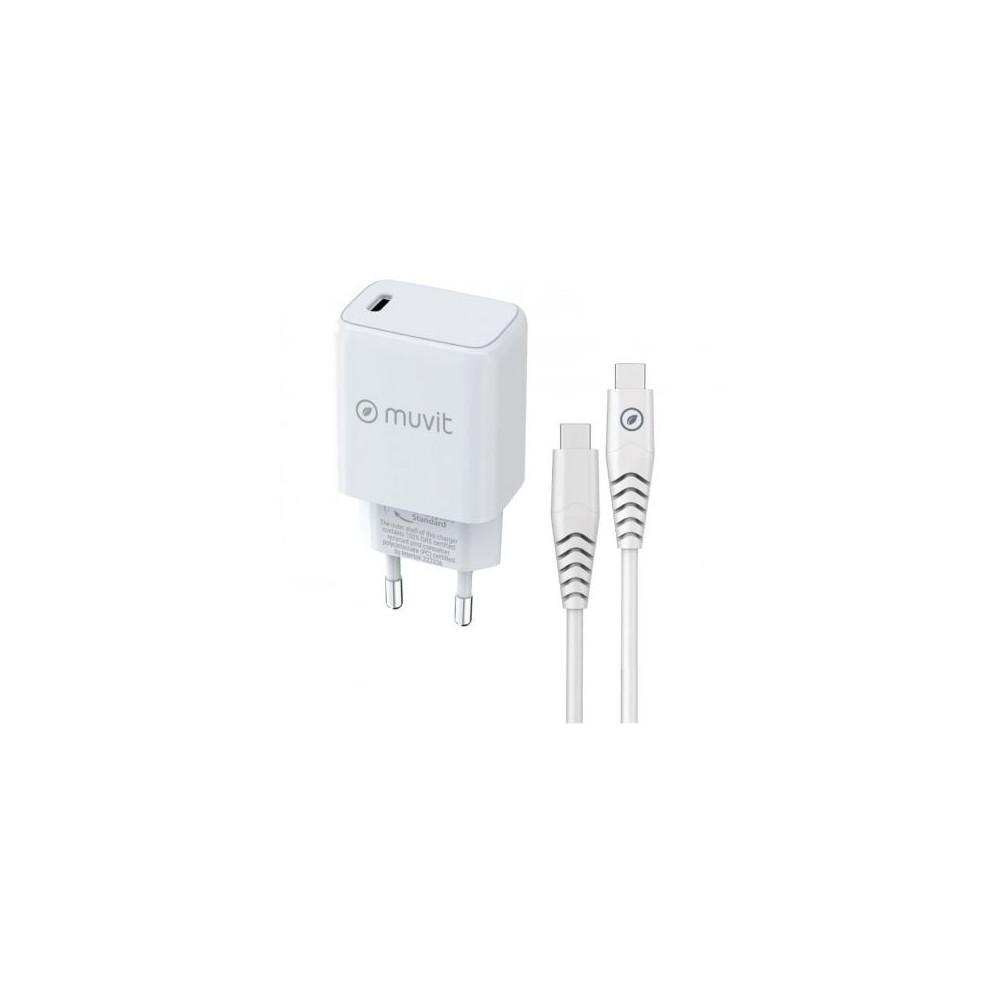 Cargador de Pared Muvit For Change MCPAK0044/ 1xUSB Tipo-C + Cable USB Tipo-C/ 20W | Cargadores hasta 45W