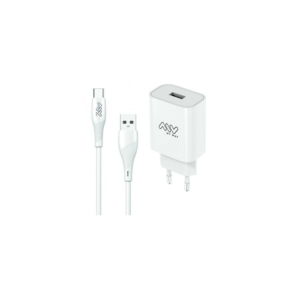 Cargador de Pared Myway MYWEPAK0002/ 1xUSB + Cable USB Tipo-C/ 15W | Cargadores hasta 45W
